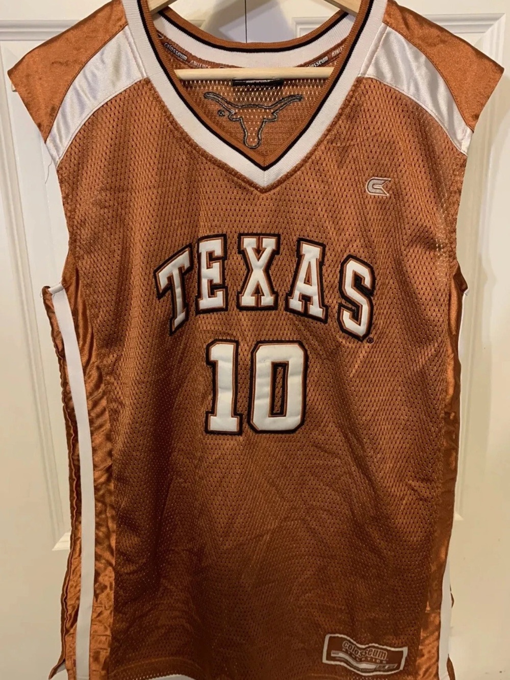 Texas Colosseum Athleti Youth Sz XL 20 Longhorn sleeveless tank #10 Orange White